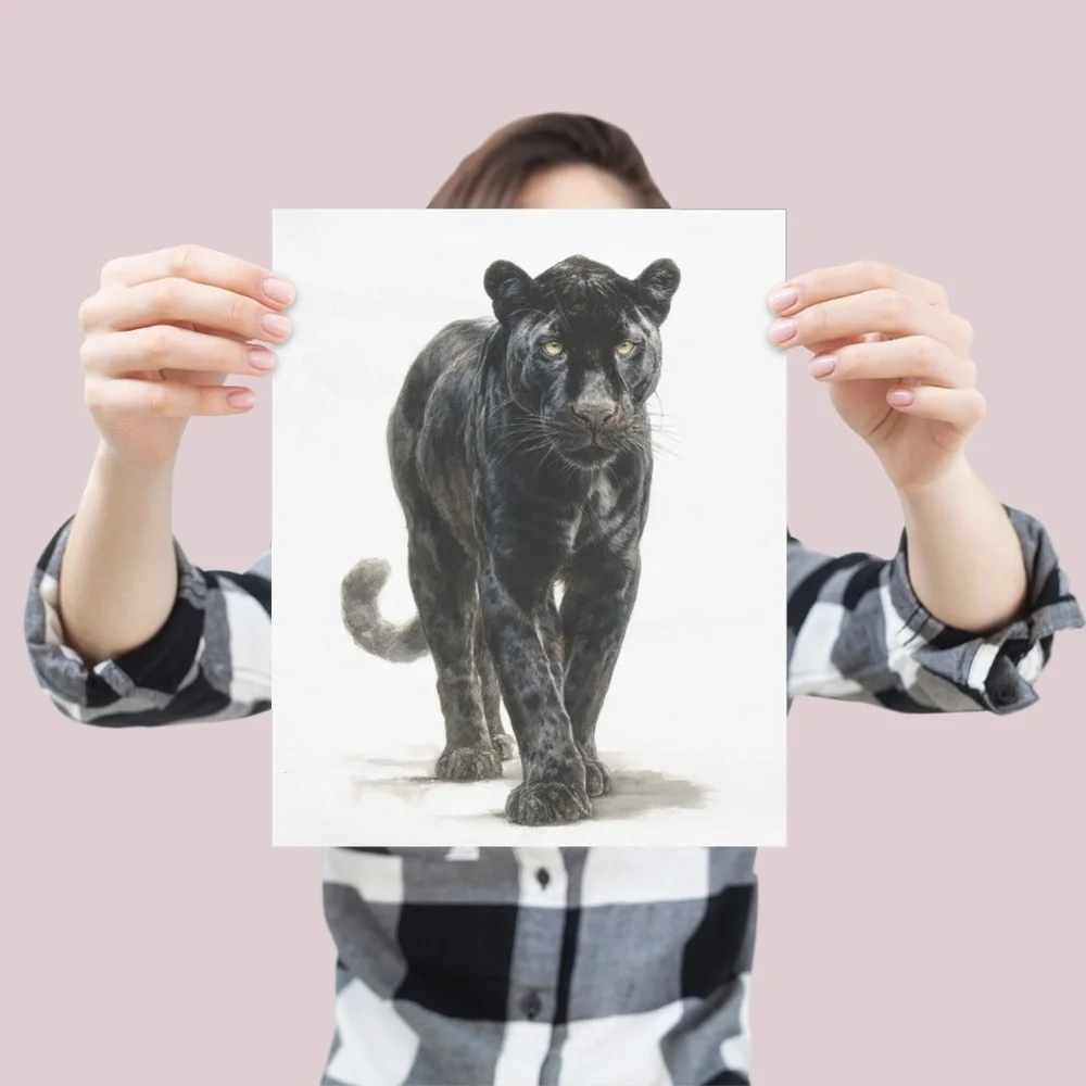 Watercolor Black Jaguar Wall Art Print Unframed - Majestic Jungle Elegance - Picture 4 of 6